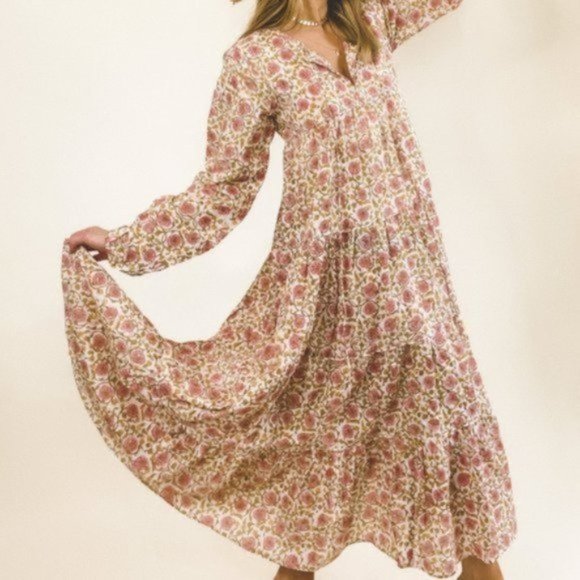 Anthropologie Dresses & Skirts - NWT Maelu Hand Blockprint Floral Maxi Dress